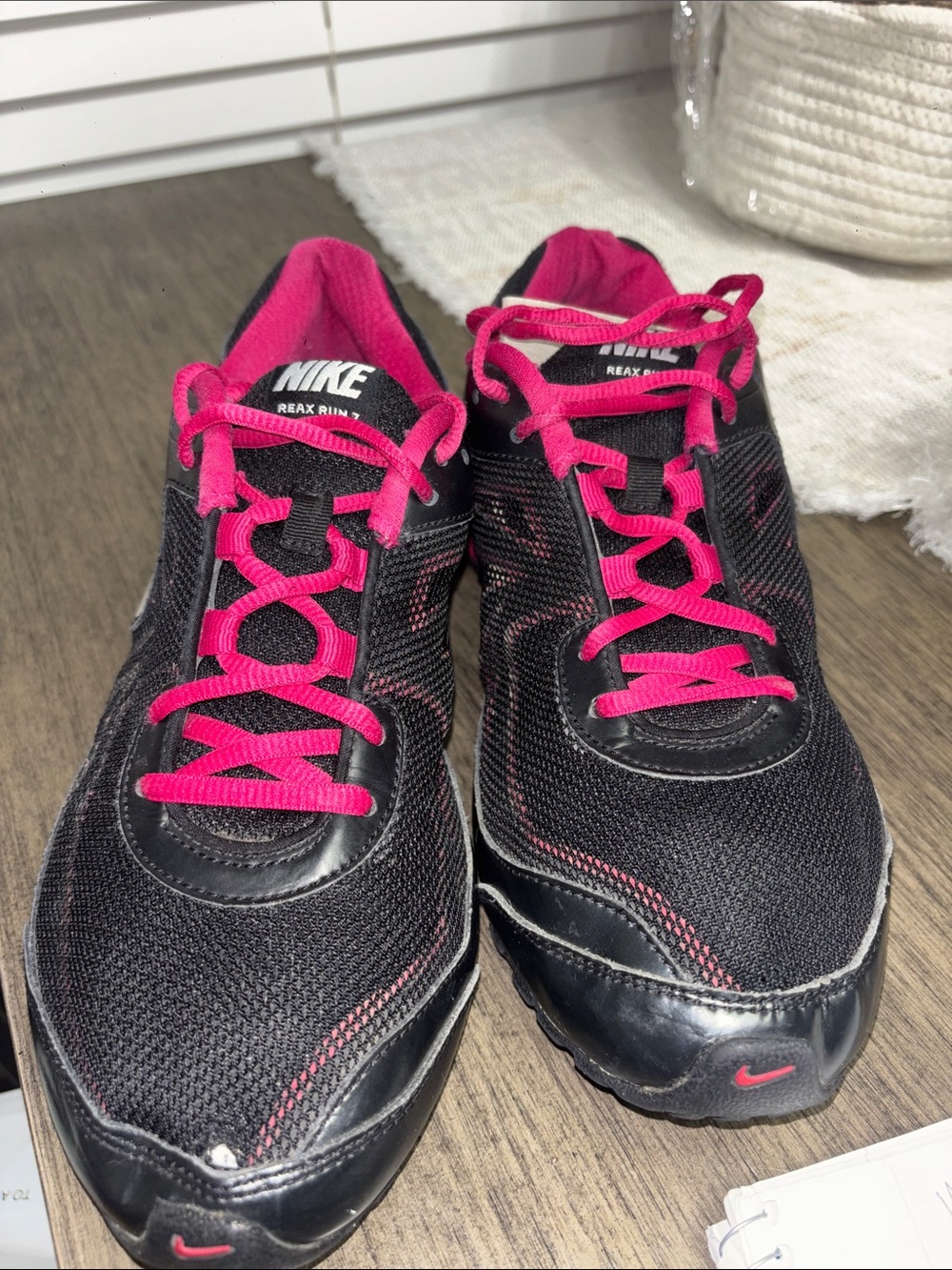 Nike Black Athletic Sneakers with Pink Accents